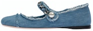 Buy MIU MIU 女士丹寧藍色芭蕾平底鞋