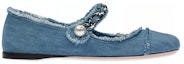 Order MIU MIU 女士丹寧藍色芭蕾平底鞋