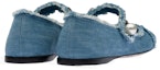 Shop MIU MIU 女士丹寧藍色芭蕾平底鞋