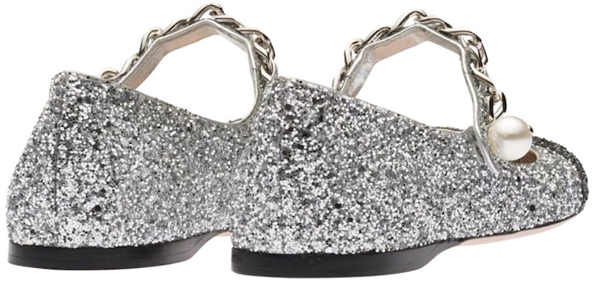(W) MIU MIU Kasut Ballet 'Glitter Perak Hitam' 5F653D_3A9N_F_D005 Shop (W) MIU MIU Kasut Ballet 'Glitter Perak Hitam' 5F653D_3A9N_F_D005
