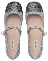 (W) MIU MIU Bailarinas 'Glitter Plata Negro' 5F653D_3A9N_F_D005 Shop (W) MIU MIU Bailarinas 'Glitter Plata Negro' 5F653D_3A9N_F_D005