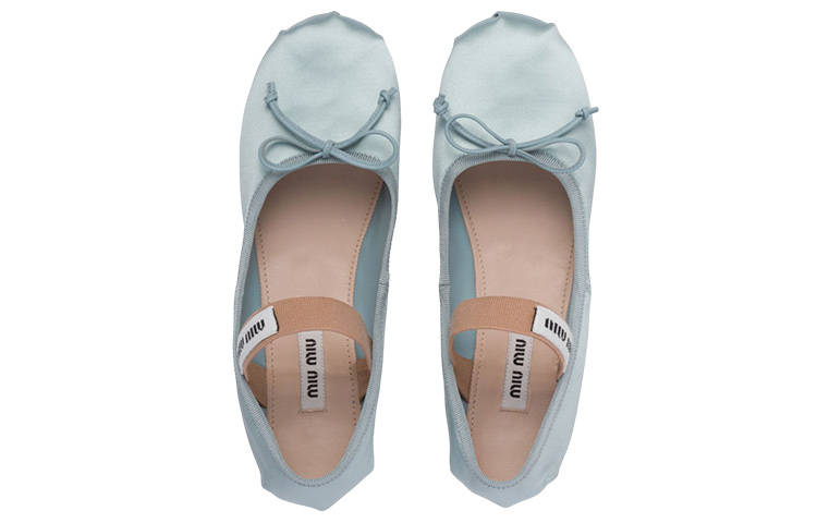 Shop (W) MIU MIU Ballerines en Satin ''Bleu Clair'' 5F794D_QU6_F0AE7_F_A005