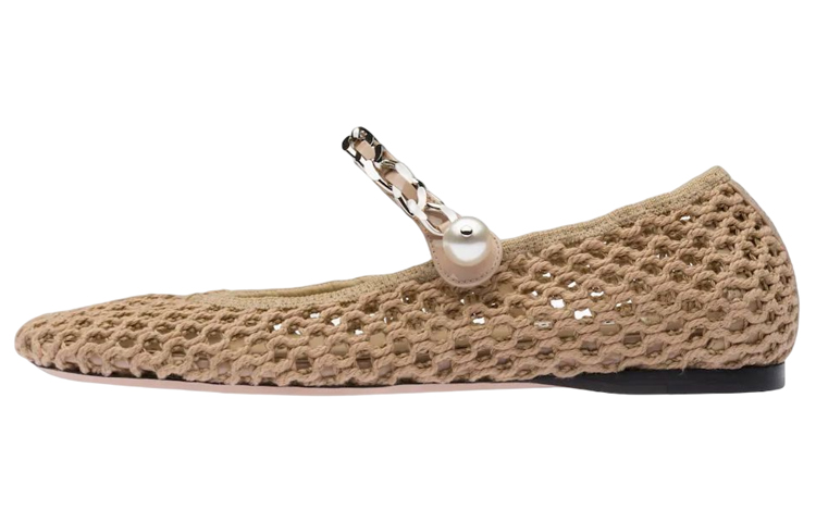 (Women) MIU MIU Ballet Flats 'Light Brown Woven' 5F738D_1E46_F0065_F_005