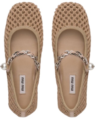 (W) MIU MIU Ballet Flats 'Coklat Muda Woven' 5F738D_1E46_F0065_F_005 Shop (W) MIU MIU Ballet Flats 'Coklat Muda Woven' 5F738D_1E46_F0065_F_005