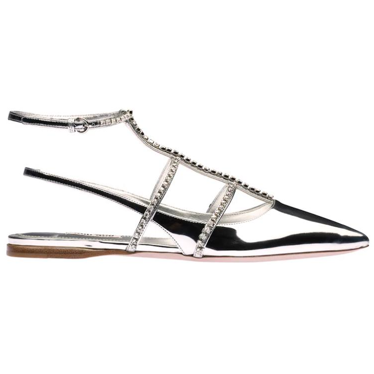 (W) MIU MIU Ballet Flats 'Metallic Silver Texture' 圖 2