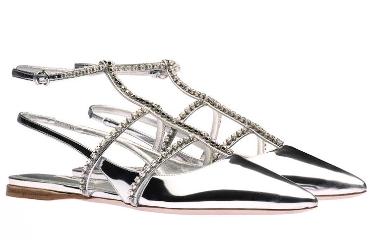 (W) MIU MIU Ballet Flats 'Metallic Silver Texture' 圖 3