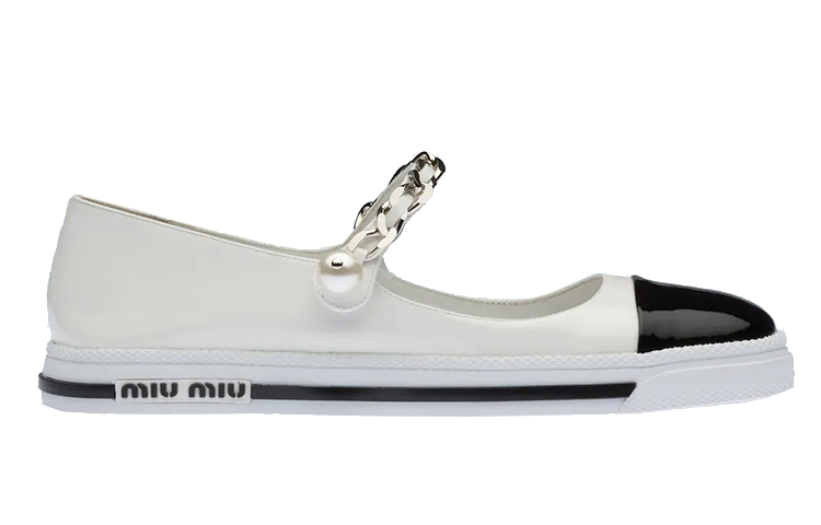 Order (W) MIU MIU Bailarinas 'Charol Blanco Negro' 5F662D_ZAZ_F0964_F_005