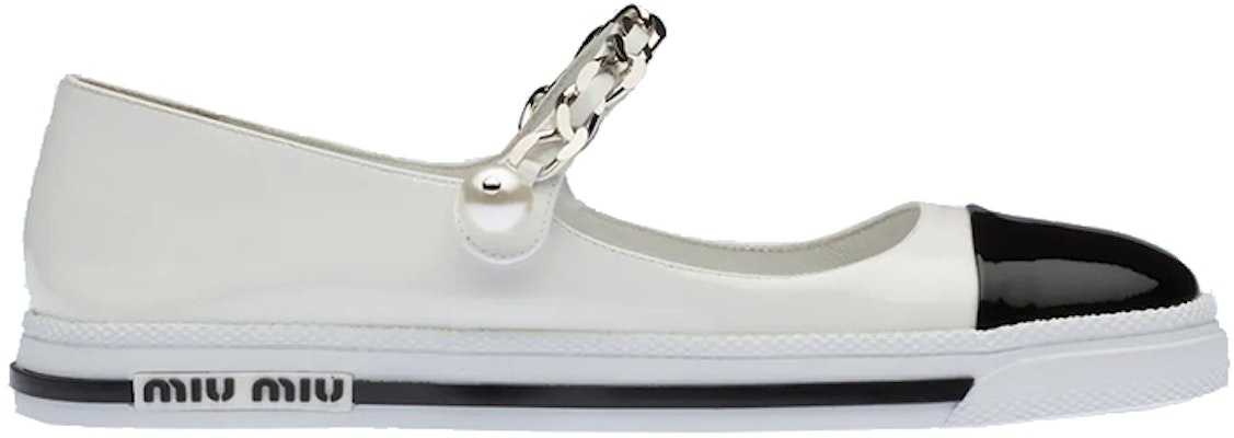 (W) MIU MIU Kasut Ballet 'Patent Putih Hitam' 5F662D_ZAZ_F0964_F_005 Order (W) MIU MIU Kasut Ballet 'Patent Putih Hitam' 5F662D_ZAZ_F0964_F_005