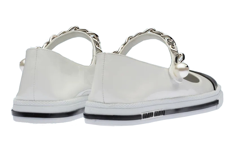 Purchase (W) MIU MIU Bailarinas 'Charol Blanco Negro' 5F662D_ZAZ_F0964_F_005
