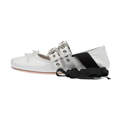 (W) MIU MIU Ballet Flats 'White Leather'