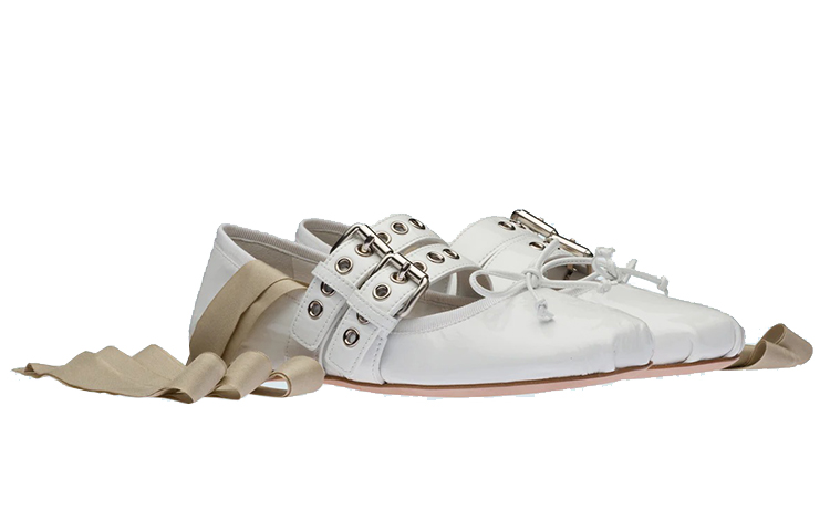 (W) MIU MIU Ballet Flats 'White Leather' 圖 3