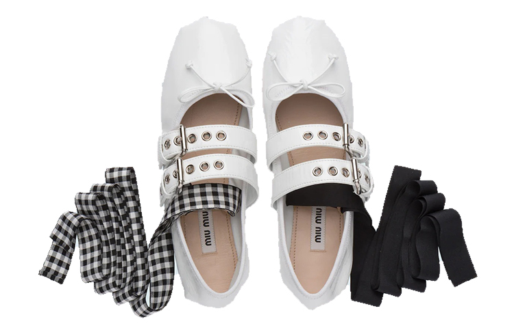 (W) MIU MIU Ballet Flats 'White Leather' 圖 4
