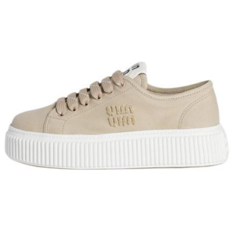 (Women) MIU MIU Beige Denim Canvas Low-Top Sneakers 5E389E_3ARS_F0044_F_005