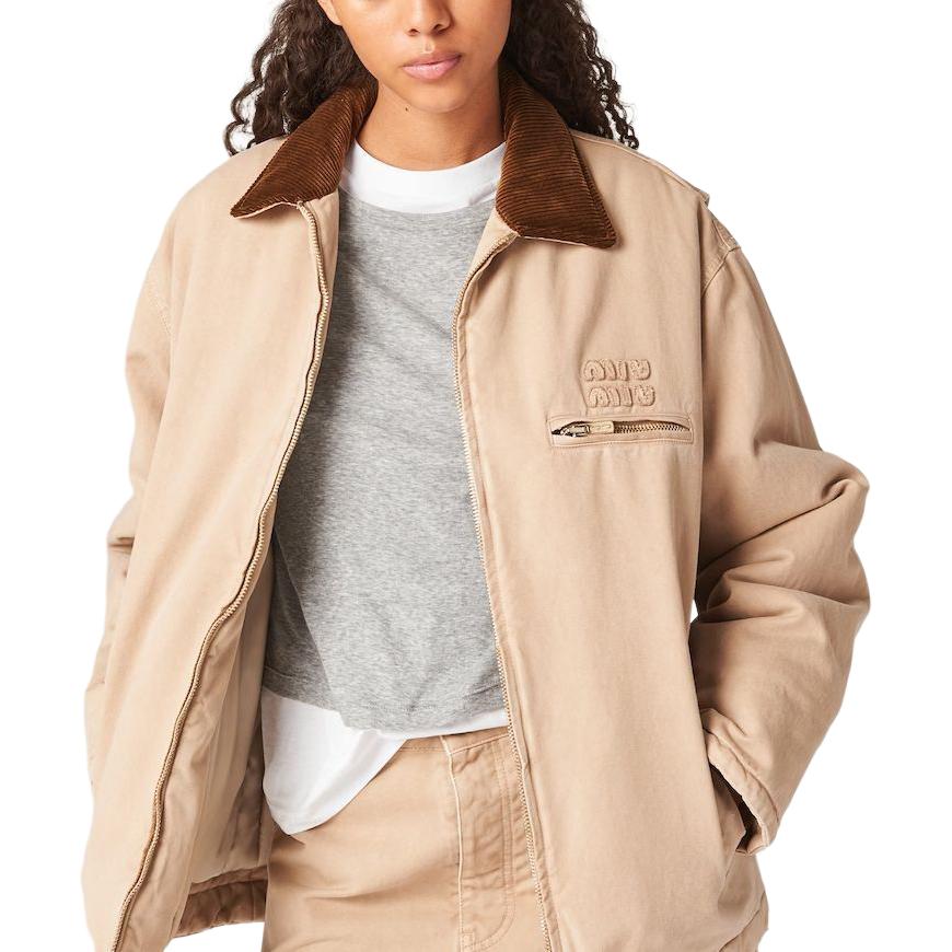 Purchase (W) Miu Miu 米白刺繡斜紋布外套 帶標誌設計 ML1010-135Q-F0627-S-OOO