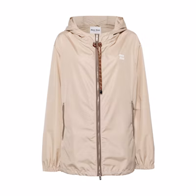 (Women) Miu Miu Beige Hoodie Zip-Up Long Sleeve Jacket ML1055-13MF-F0065