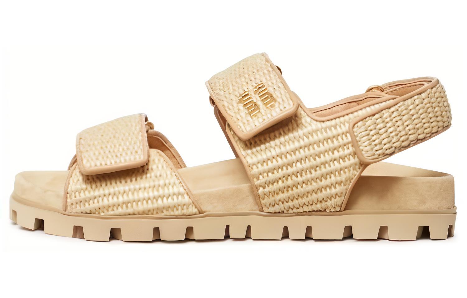 (Women) MIU MIU Beige Open-Toe Flat Beach Sandals 5X133E_3LOR_F0018_F_010