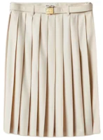 (Women) MIU MIU Beige Pleated Midi Skirt Casual Solid White Skirt. MG2031-11AD-F0018-S-232 (Women) MIU MIU Beige Pleated Midi Skirt Casual Solid White Skirt. MG2031-11AD-F0018-S-232