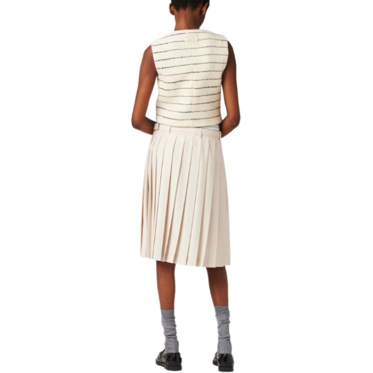 (Women) MIU MIU Beige Pleated Midi Skirt  Casual Solid White Skirt. MG2031-11AD-F0018-S-232 圖 4