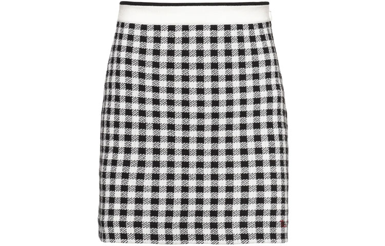 (Women) MIU MIU Black and White Checkered Patchwork A-Line Casual Skirt. MMG331-1VS9-F0002