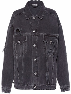 (W) MIU MIU Jaket Denim Hitam Distressed GWB134-10KX-F0002 Buy (W) MIU MIU Jaket Denim Hitam Distressed GWB134-10KX-F0002