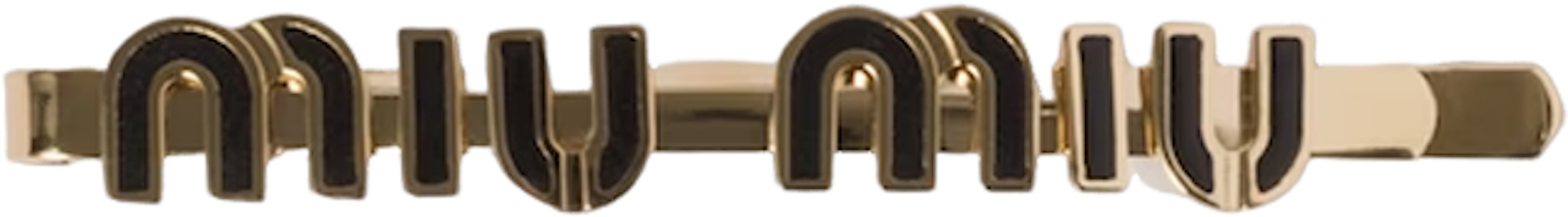 (W) 미우미우 여성 블랙 에나멜 메탈 로고 헤어 클립. 5IF146_2F6T_F0002 Buy (W) 미우미우 여성 블랙 에나멜 메탈 로고 헤어 클립. 5IF146_2F6T_F0002