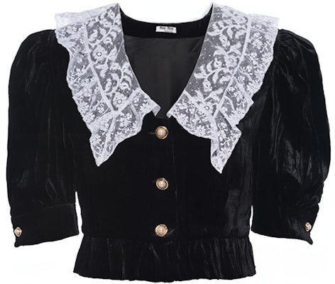 (W) MIU MIU Baju Pendek Wanita Hitam dengan Kolar Lace. MT1676-ZQU-F0002 Buy (W) MIU MIU Baju Pendek Wanita Hitam dengan Kolar Lace. MT1676-ZQU-F0002