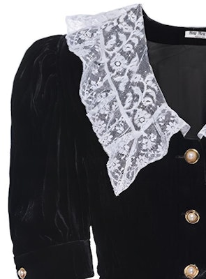 (W) MIU MIU Baju Pendek Wanita Hitam dengan Kolar Lace. MT1676-ZQU-F0002 Sizing (W) MIU MIU Baju Pendek Wanita Hitam dengan Kolar Lace. MT1676-ZQU-F0002