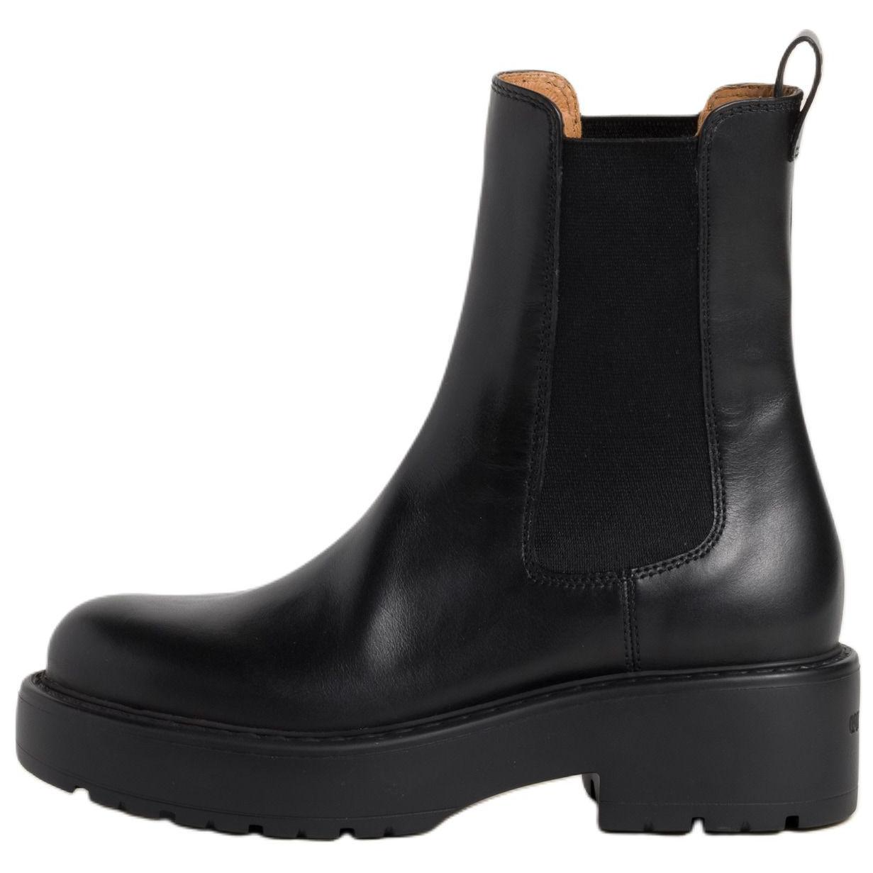 (Women) MIU MIU Black Leather Chelsea Ankle Boots 5.5cm Round Toe. 5U275E_070_F0002_F_055