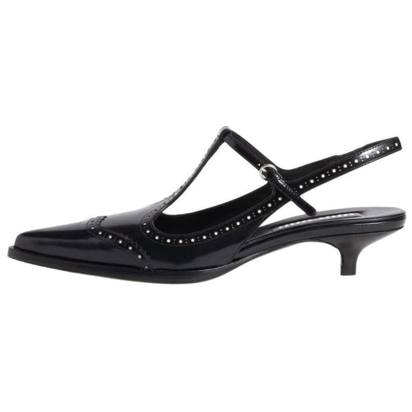 (Women) MIU MIU Black Leather Pointed-Toe Buckle Heels 3.5cm 5I309E_055_F057Z_F_035