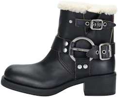 (Women) MIU MIU Black Leather Short Boots with Logo Detail 5T953D 3LNC F0002 (Women) MIU MIU Black Leather Short Boots with Logo Detail 5T953D 3LNC F0002