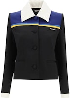 (Women) MIU MIU Black Logo Patch Collared Tailored Jacket. MH1670-1YX6-F098P (Women) MIU MIU Black Logo Patch Collared Tailored Jacket. MH1670-1YX6-F098P