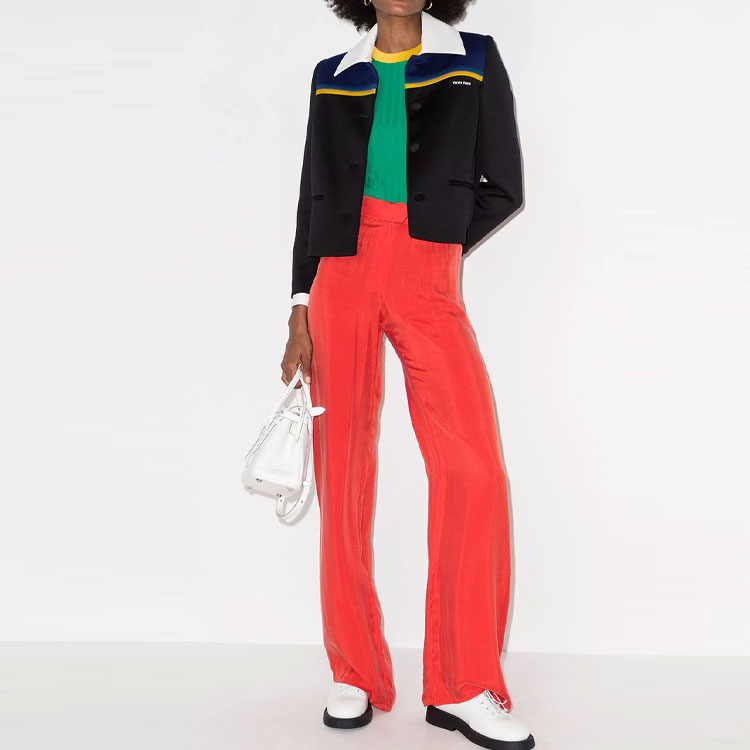 Purchase (W) 미우미우 블랙 로고 패치 칼라 테일러드 자켓. MH1670-1YX6-F098P