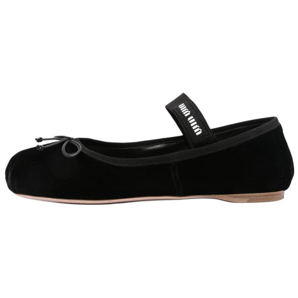 (Women) MIU MIU Black Round Toe Mary Jane Flats. 5F794D_068_F0002_ F_DX05