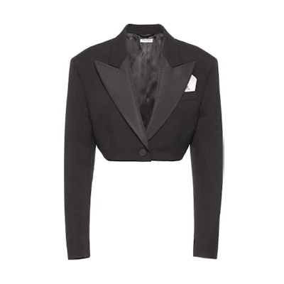 (Women) MIU MIU Black Solid Short Evening Blazer Jacket MH1639-1R1F-0002