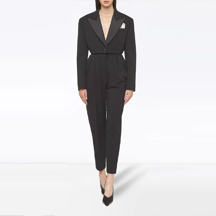 Lookbook (W) 미우미우 블랙 솔리드 숏 이브닝 블레이저 자켓 MH1639-1R1F-0002