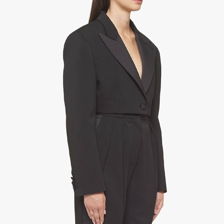 Purchase (W) 미우미우 블랙 솔리드 숏 이브닝 블레이저 자켓 MH1639-1R1F-0002