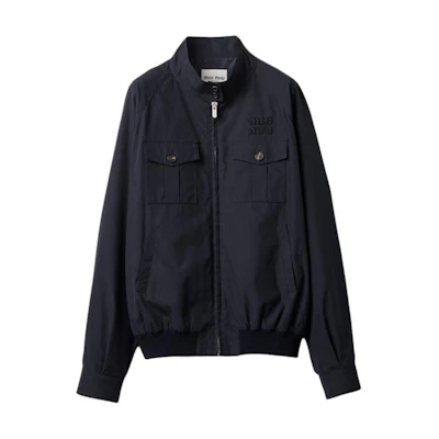(Women) Miu Miu Blue Embroidered Logo Cropped Jacket ML943-12NS-F0008-S-AM1