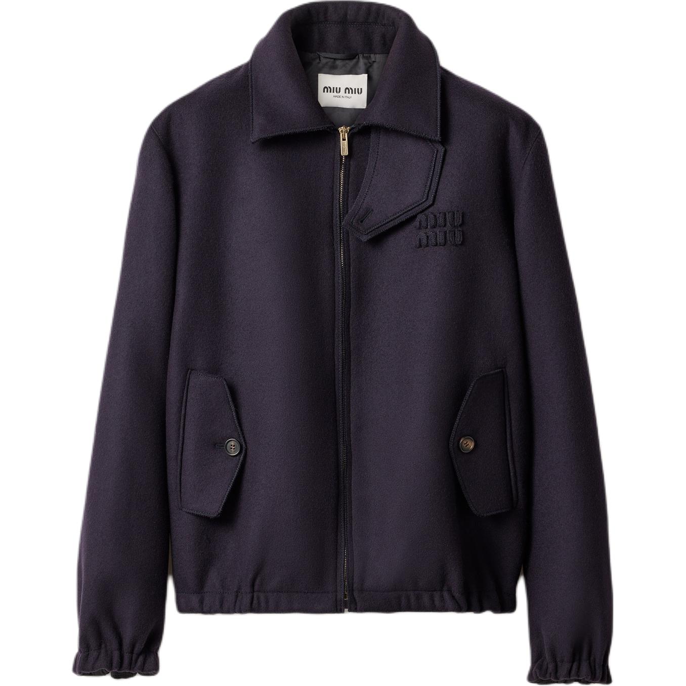 (Women) Miu Miu Blue Embroidered Zip-Up Long-Sleeve Jacket ML1167-12U5-F0008-S-OOO