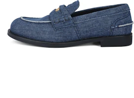 (Women) MIU MIU Blue Fabric Round-Toe Slip-On Loafers 5D061E_3F63_F0E93_F_020 (Women) MIU MIU Blue Fabric Round-Toe Slip-On Loafers 5D061E_3F63_F0E93_F_020