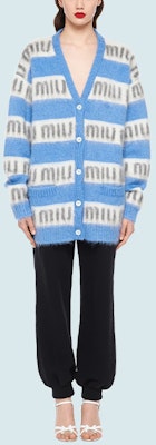 (W) MIU MIU Kardigan Knit Leret Biru Logo Butang Lengan Panjang MMF518-1ZAP-F0637 Lookbook (W) MIU MIU Kardigan Knit Leret Biru Logo Butang Lengan Panjang MMF518-1ZAP-F0637