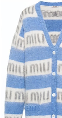 (W) MIU MIU Kardigan Knit Leret Biru Logo Butang Lengan Panjang MMF518-1ZAP-F0637 Details for (W) MIU MIU Kardigan Knit Leret Biru Logo Butang Lengan Panjang MMF518-1ZAP-F0637