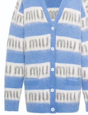 (W) MIU MIU Kardigan Knit Leret Biru Logo Butang Lengan Panjang MMF518-1ZAP-F0637 Sizing (W) MIU MIU Kardigan Knit Leret Biru Logo Butang Lengan Panjang MMF518-1ZAP-F0637