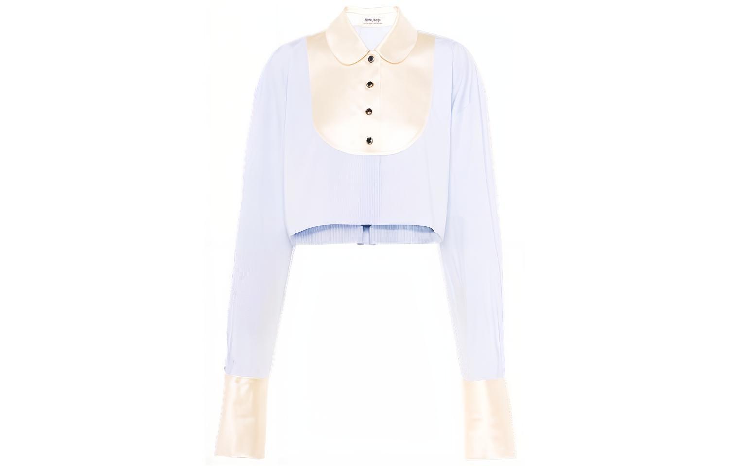 (Women) MIU MIU Blue Striped Long-Sleeve Shirt with Collared Design. MK1605-10AR-F0012