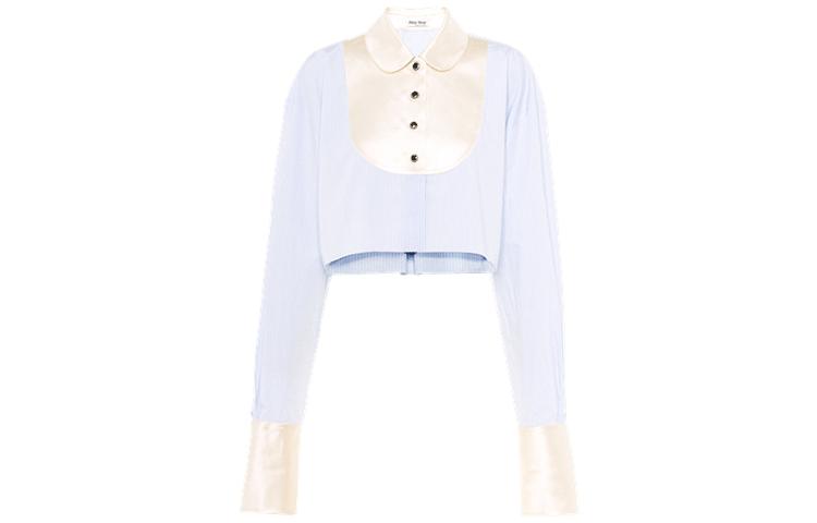 Order (W) MIU MIU Baju Jalur Biru Lengan Panjang dengan Rekaan Berkolar. MK1605-10AR-F0012