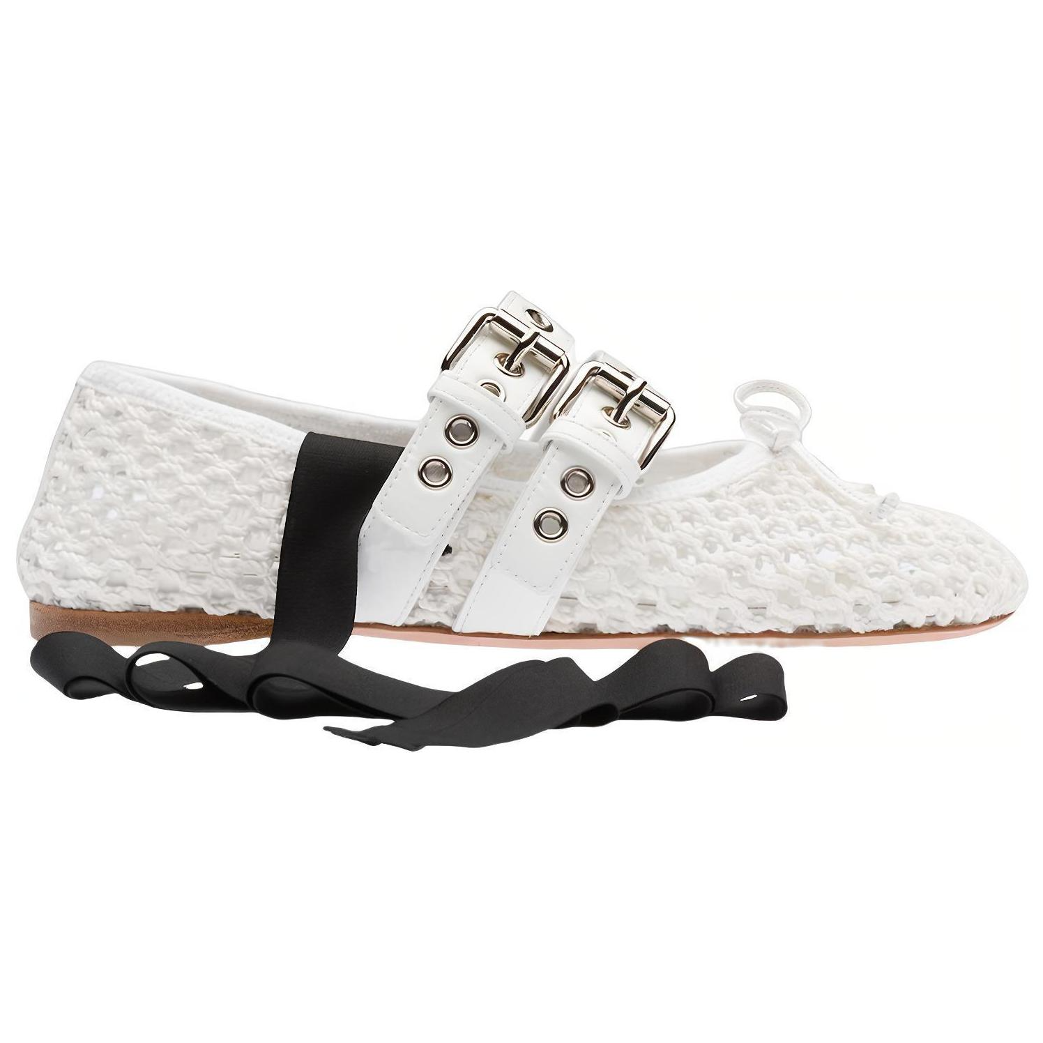 Order (W) MIU MIU Bailarinas de Tela Trenzadas 'Blanco' 5F737D_1E46_F0009_F_005