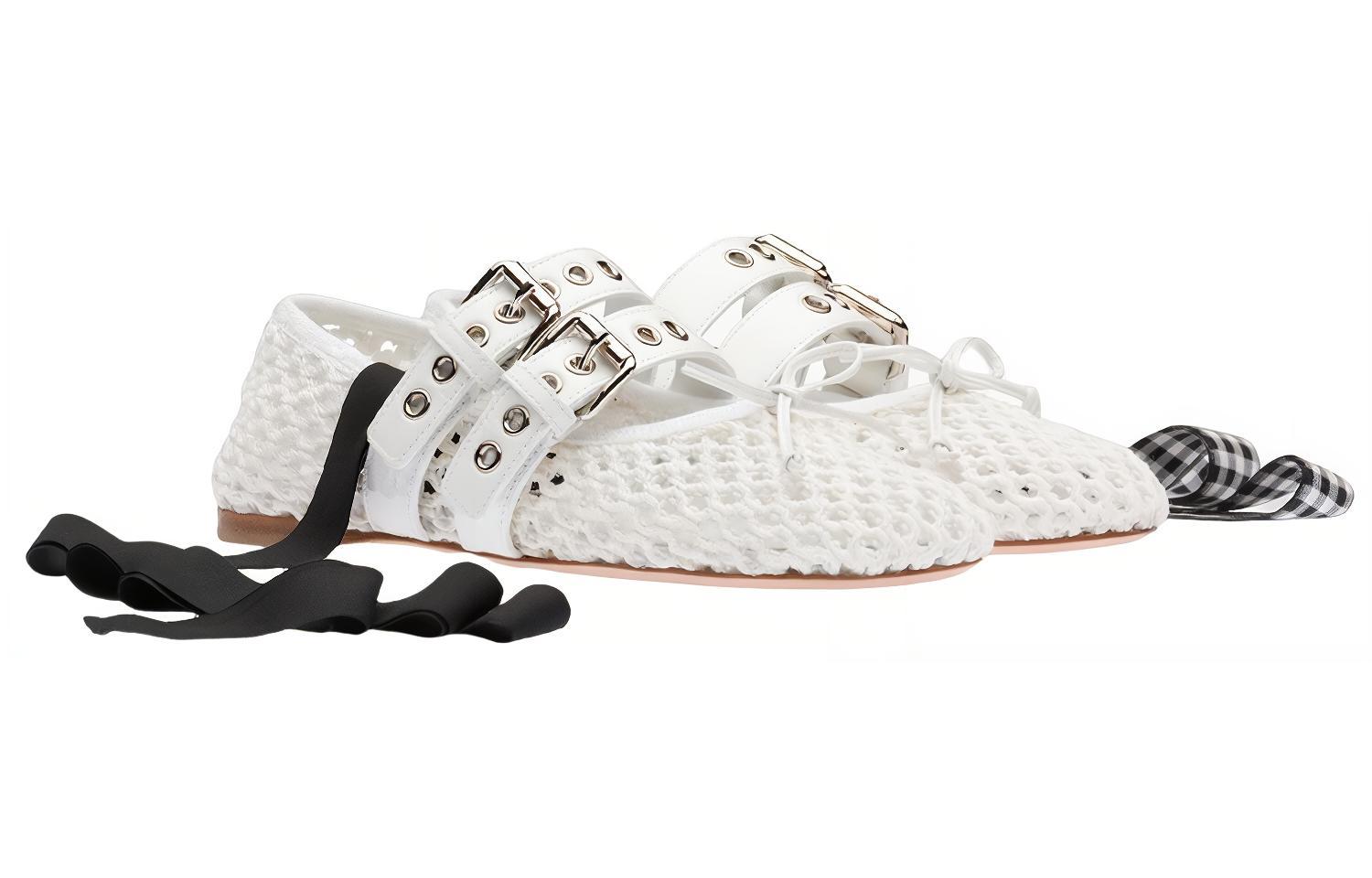 Lookbook (W) MIU MIU Bailarinas de Tela Trenzadas 'Blanco' 5F737D_1E46_F0009_F_005