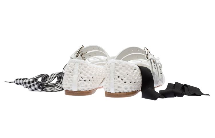 Purchase (W) MIU MIU Bailarinas de Tela Trenzadas 'Blanco' 5F737D_1E46_F0009_F_005