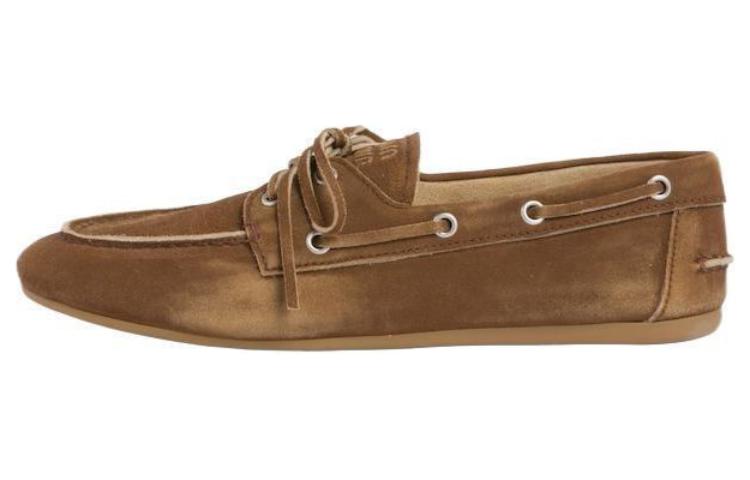 (Women) MIU MIU Brown Leather Slip-On Boat Shoes. 5D123E_Z5O_F0401_F_D005