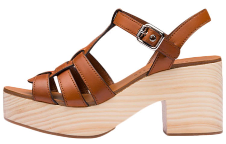 (Women) MIU MIU Calf Leather High Heel Sandals 'Brown' 5Z063D_3AYH_F0046_F_080