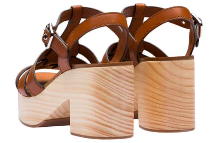 (W) MIU MIU Calf Leather High Heel Sandals 'Brown' 圖 4